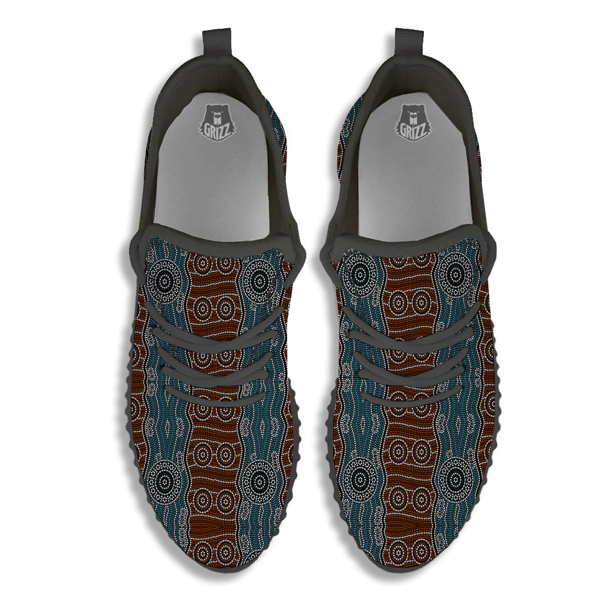 Aboriginal Dot Australia River Print Black Walking Shoes-grizzshop