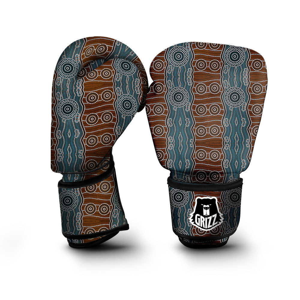 Aboriginal Dot Australia River Print Boxing Gloves-grizzshop