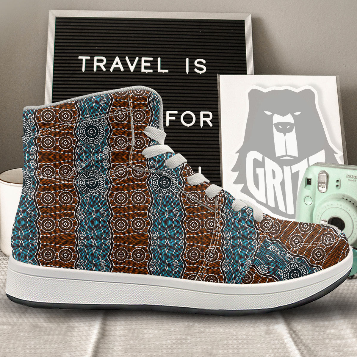 Aboriginal Dot Australia River Print High Top Sneakers-grizzshop