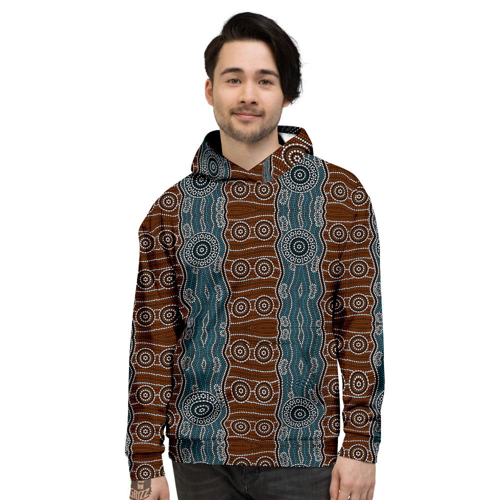 Aboriginal Dot Australia River Print Men's Hoodie-grizzshop