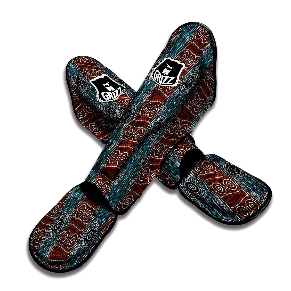 Aboriginal Dot Australia River Print Muay Thai Shin Guards-grizzshop