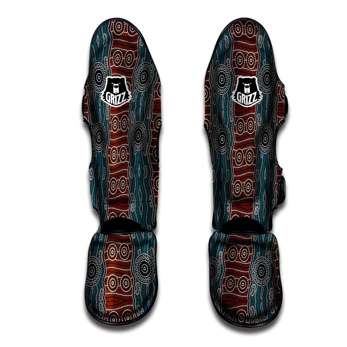 Aboriginal Dot Australia River Print Muay Thai Shin Guards-grizzshop