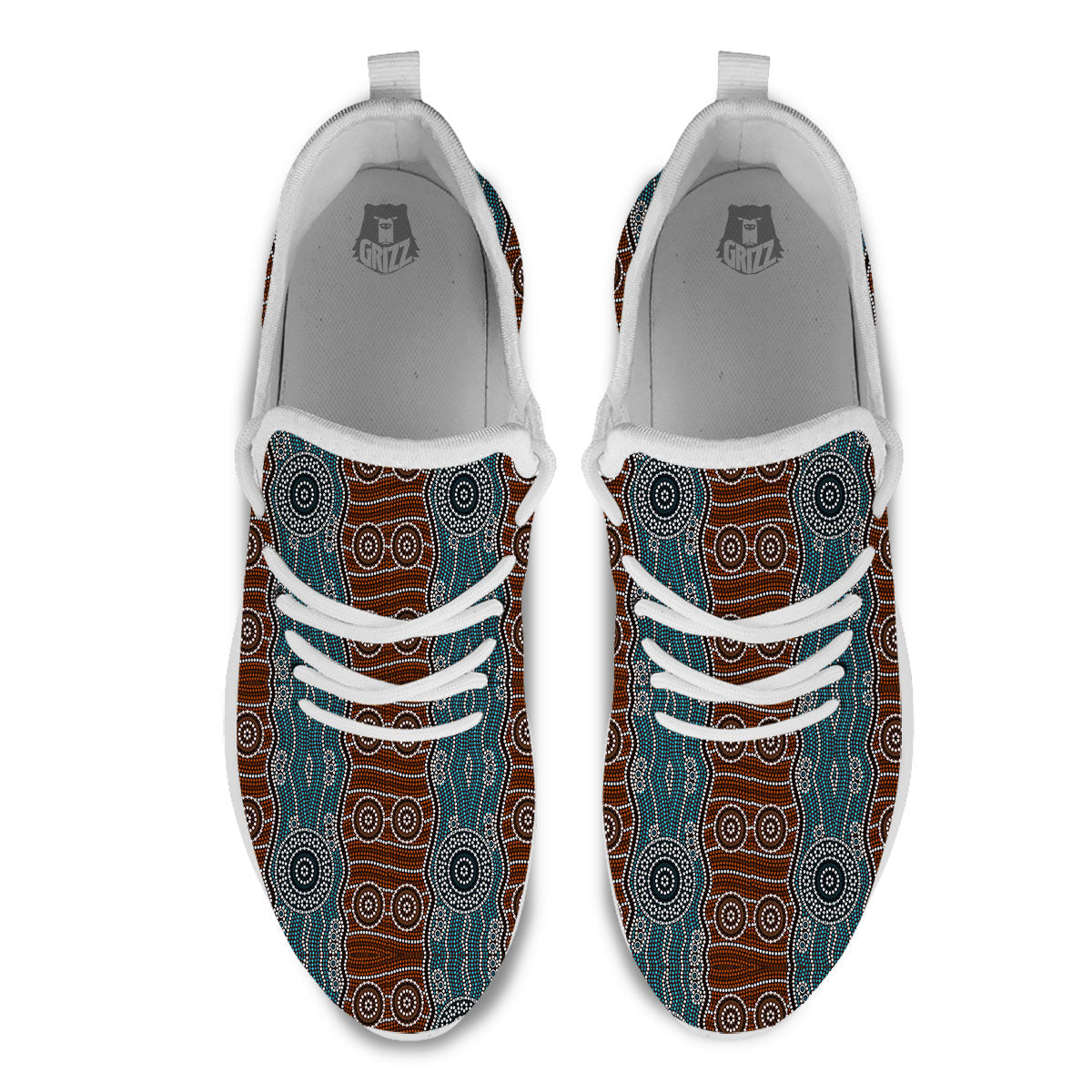 Aboriginal Dot Australia River Print White Athletic Shoes-grizzshop
