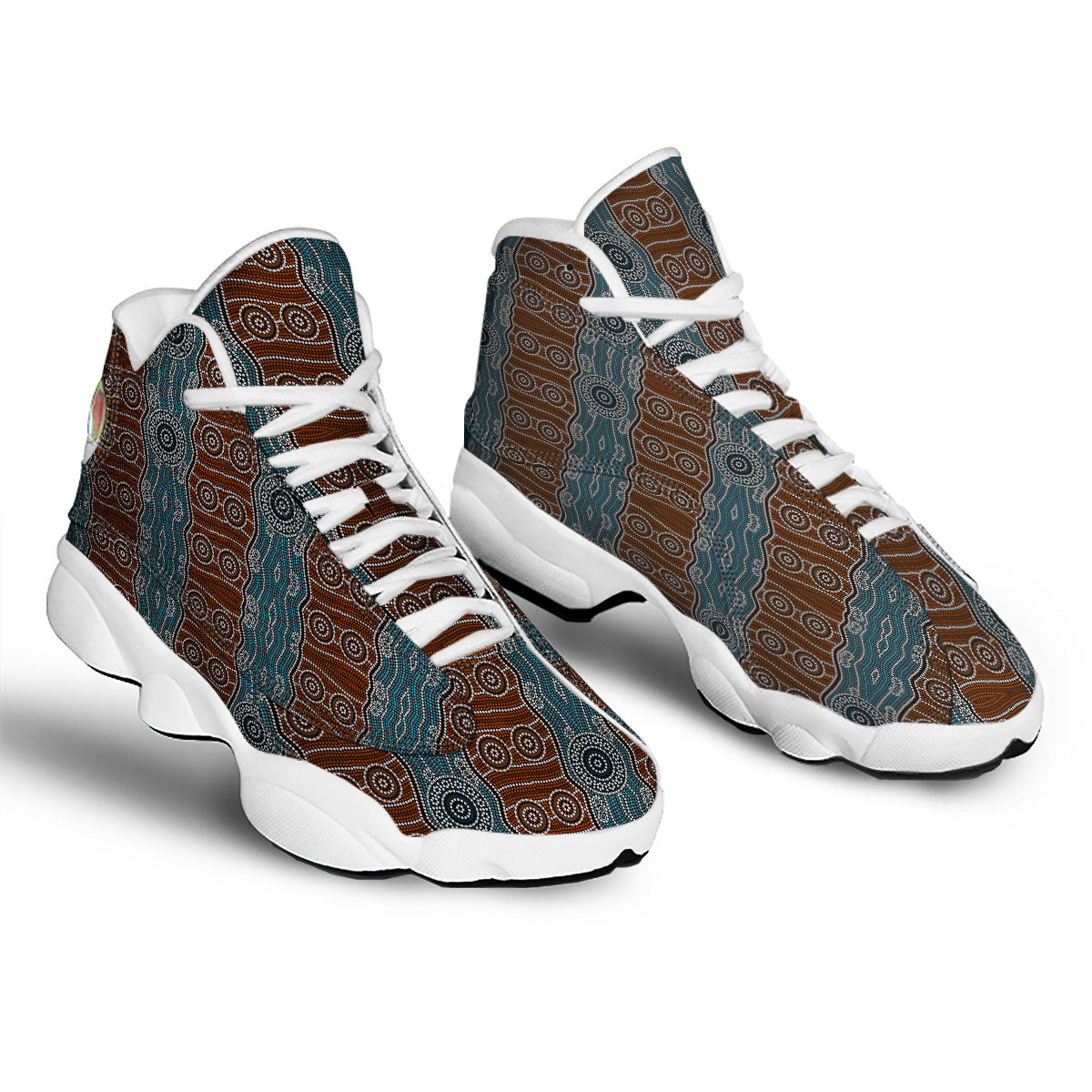 Aboriginal Dot Australia River Print White Basketball Shoes-grizzshop
