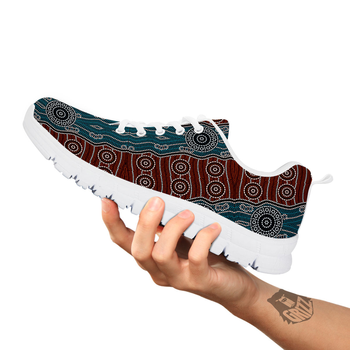 Aboriginal Dot Australia River Print White Sneaker-grizzshop