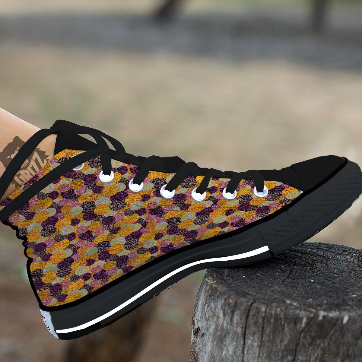 Aboriginal Dot Australian Print Pattern Black High Top Shoes-grizzshop