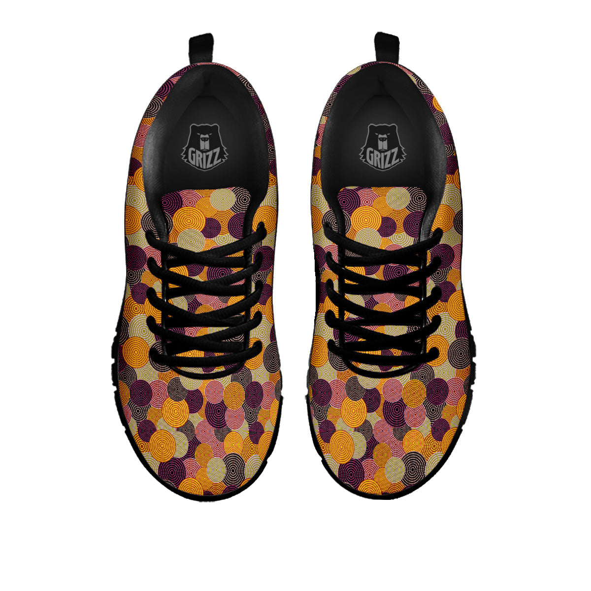 Aboriginal Dot Australian Print Pattern Black Sneaker-grizzshop