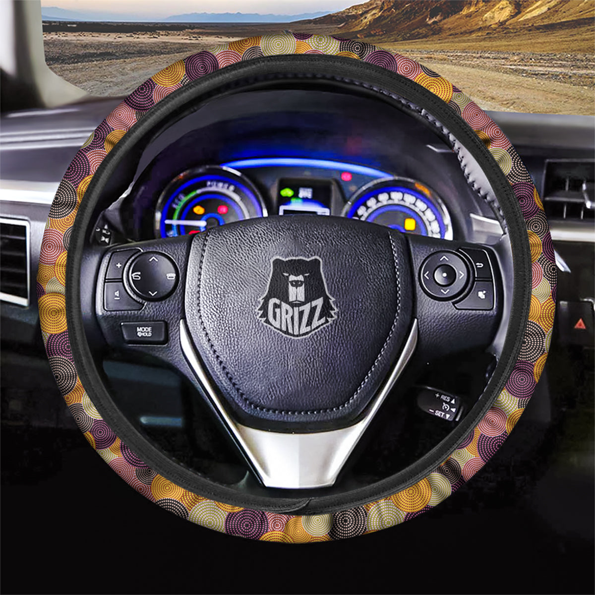 Aboriginal Dot Australian Print Pattern Car Steering Wheel Cover-grizzshop