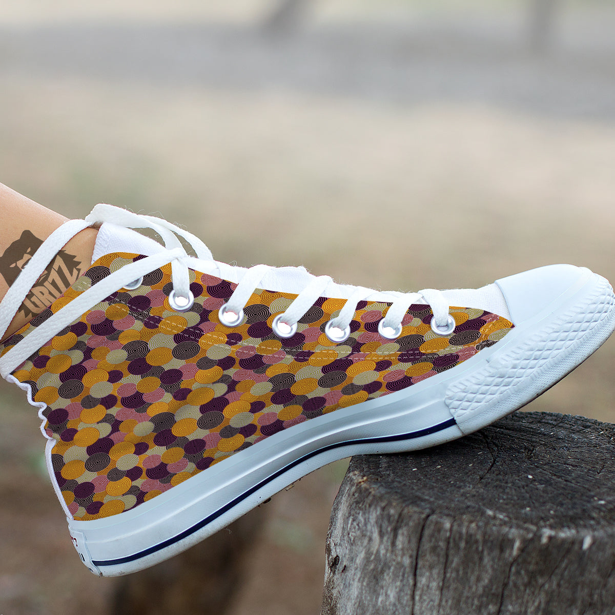 Aboriginal Dot Australian Print Pattern White High Top Shoes-grizzshop