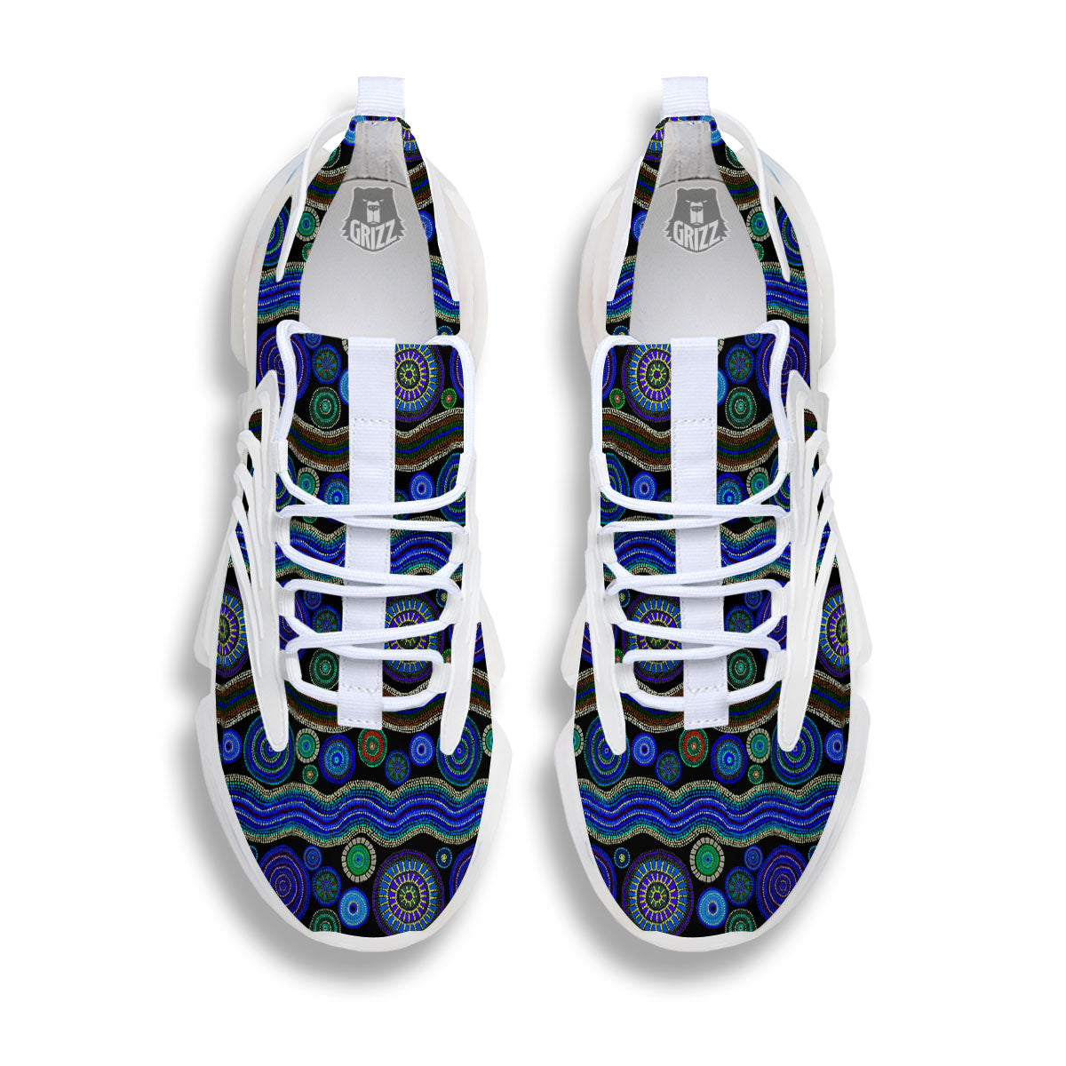 Aboriginal Dot Australian Print White Gym Shoes-grizzshop