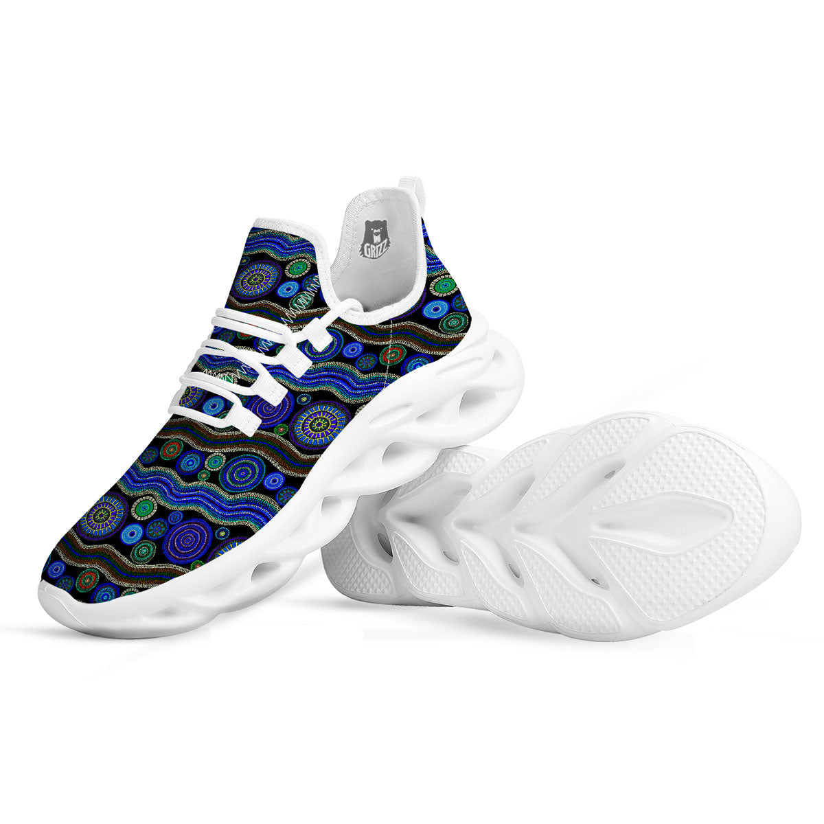 Aboriginal Dot Australian Print White Running Shoes-grizzshop