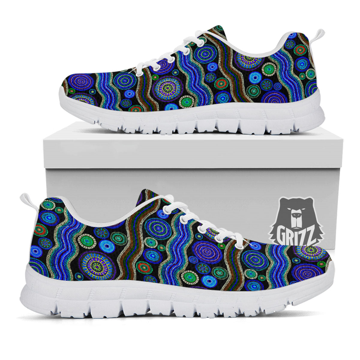 Aboriginal Dot Australian Print White Sneaker-grizzshop