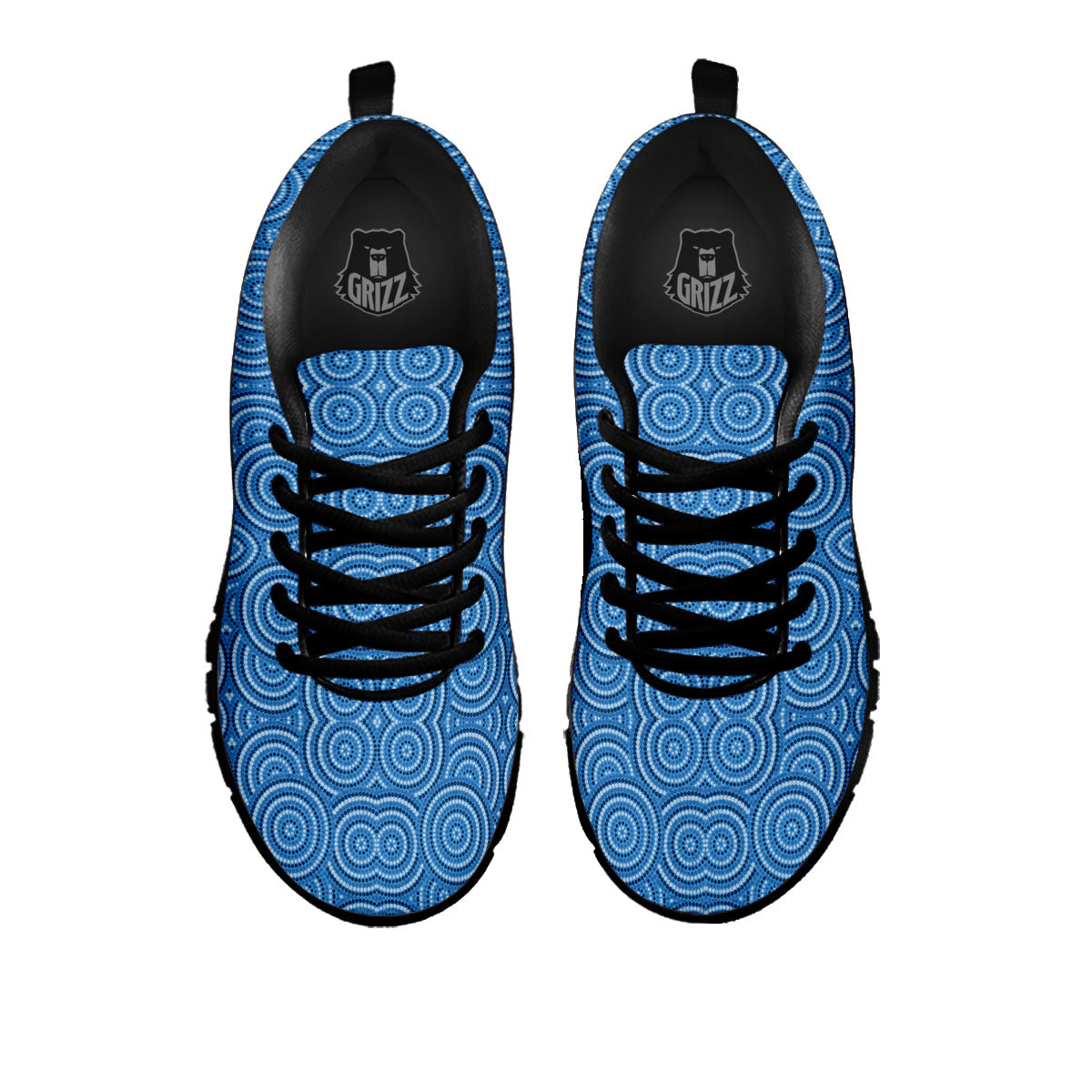 Aboriginal Dot Blue Print Pattern Black Sneaker-grizzshop