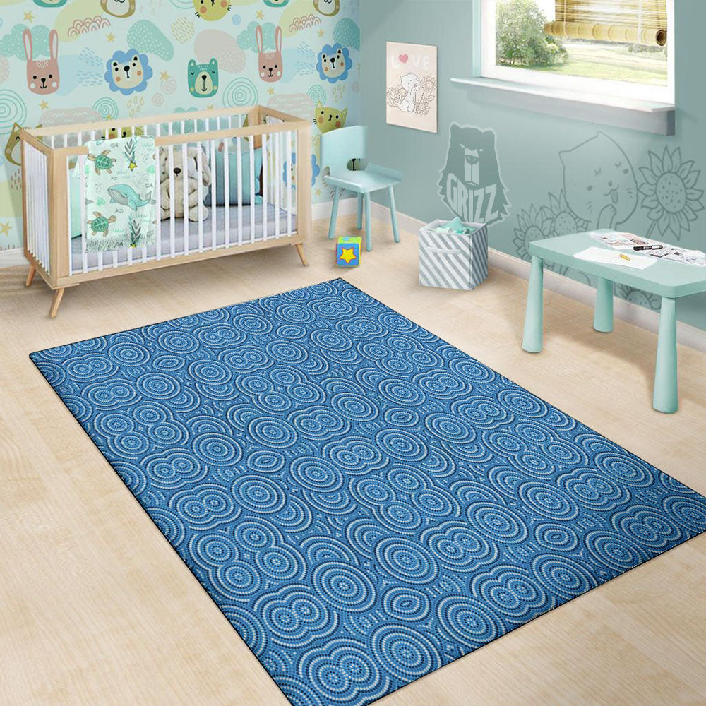 Aboriginal Dot Blue Print Pattern Floor Mat-grizzshop