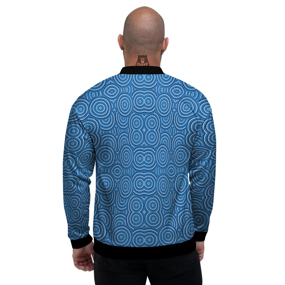 Aboriginal Dot Blue Print Pattern Men's Bomber Jacket-grizzshop