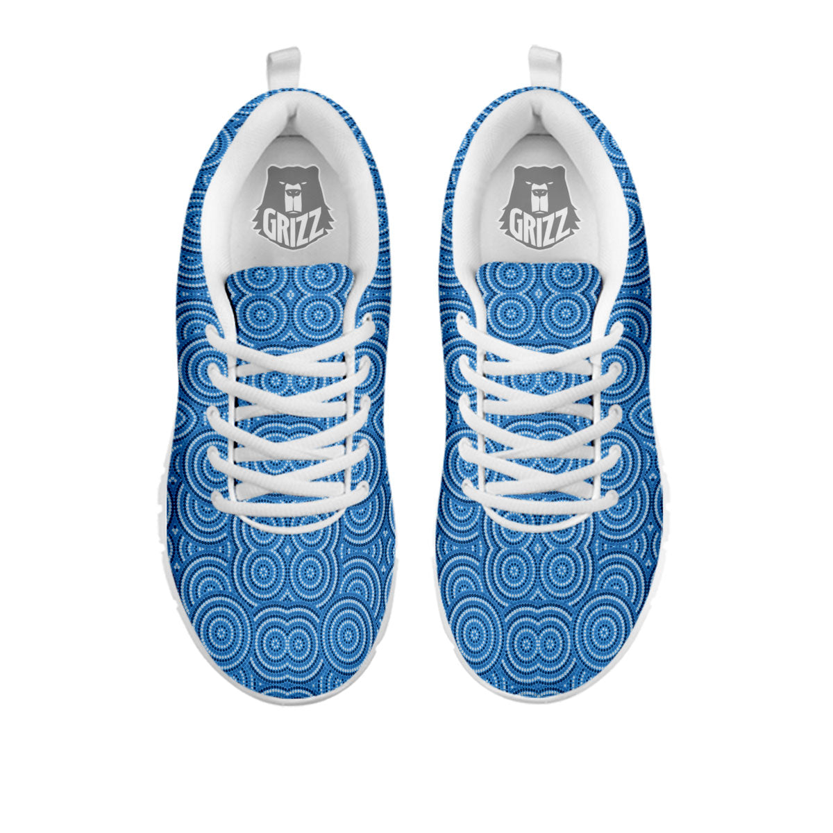 Aboriginal Dot Blue Print Pattern White Sneaker-grizzshop