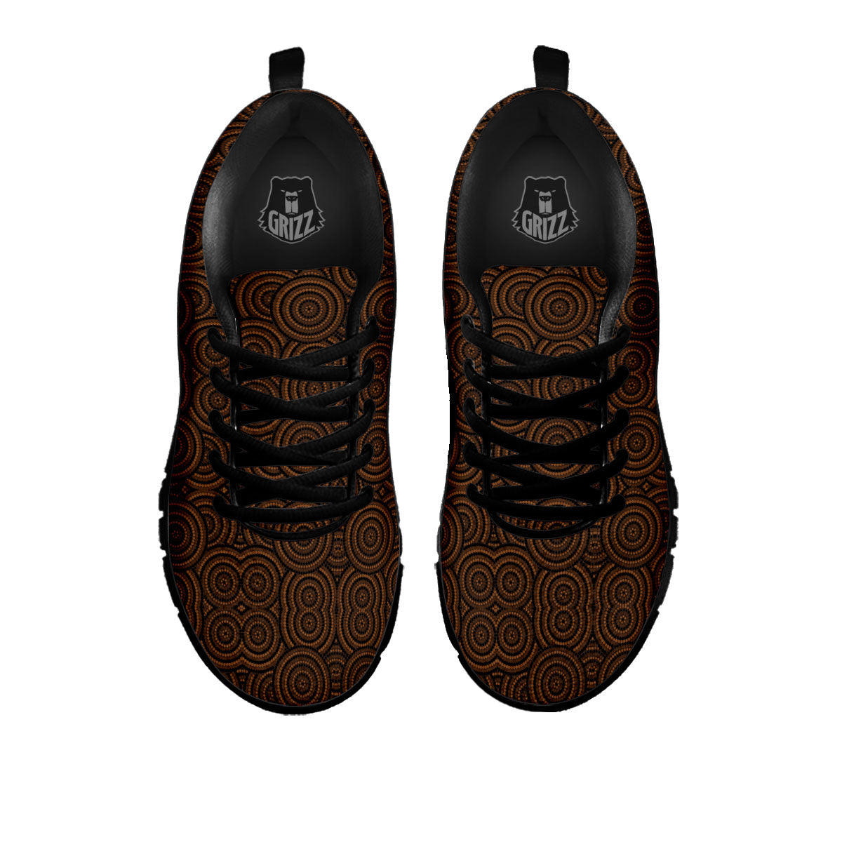 Aboriginal Dot Brown Print Pattern Black Sneaker-grizzshop