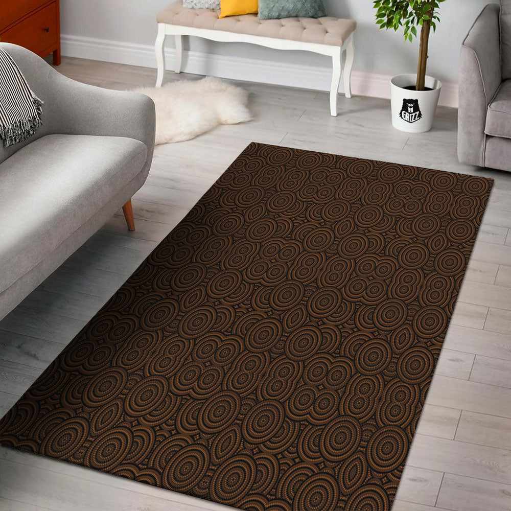 Aboriginal Dot Brown Print Pattern Floor Mat-grizzshop