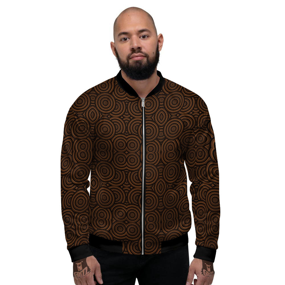 Aboriginal Dot Brown Print Pattern Men's Bomber Jacket-grizzshop