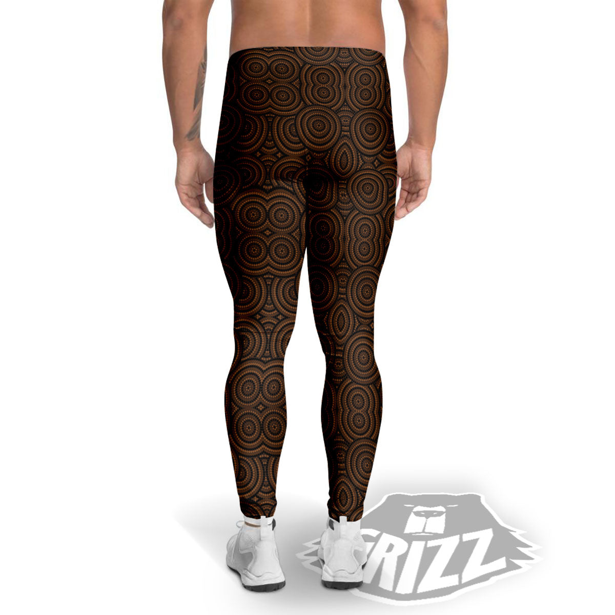 Aboriginal Dot Brown Print Pattern Men's Leggings-grizzshop