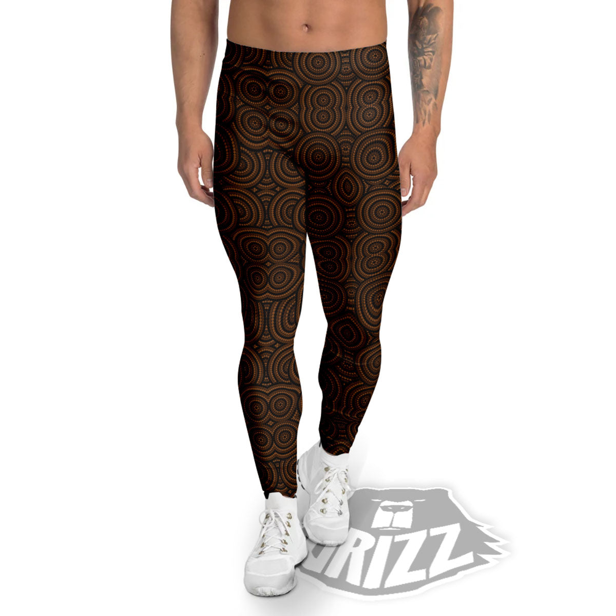 Aboriginal Dot Brown Print Pattern Men's Leggings-grizzshop