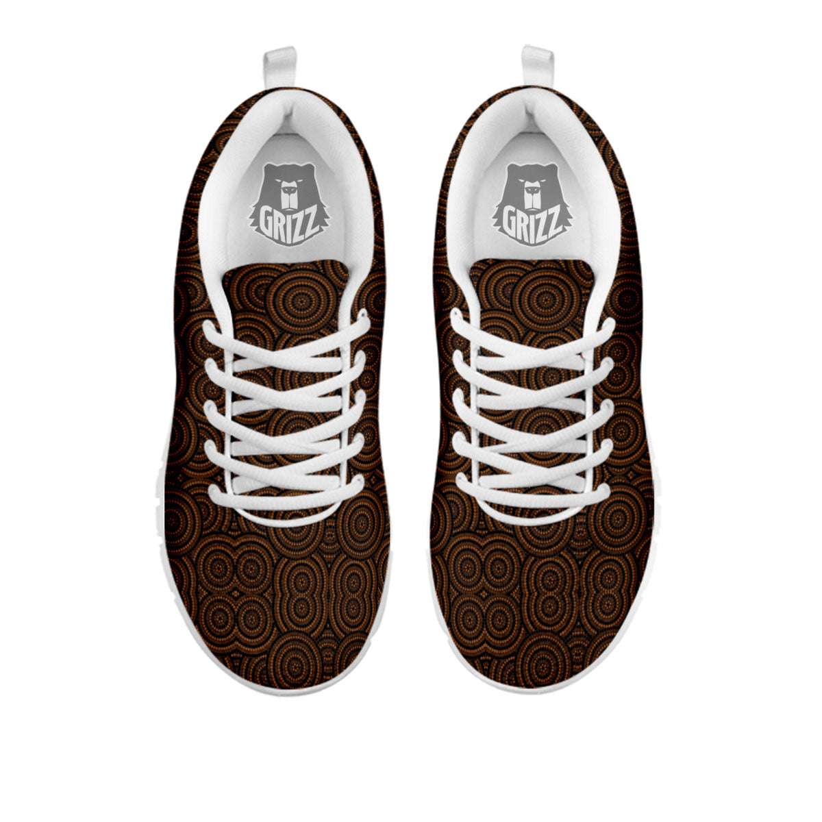 Aboriginal Dot Brown Print Pattern White Sneaker-grizzshop