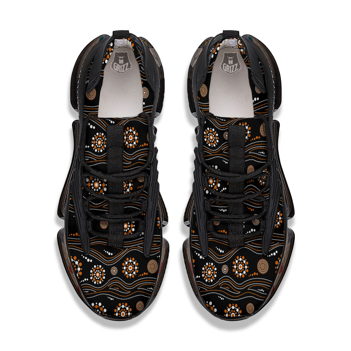 Aboriginal Orange And White Dot Print Pattern Black Gym Shoes-grizzshop