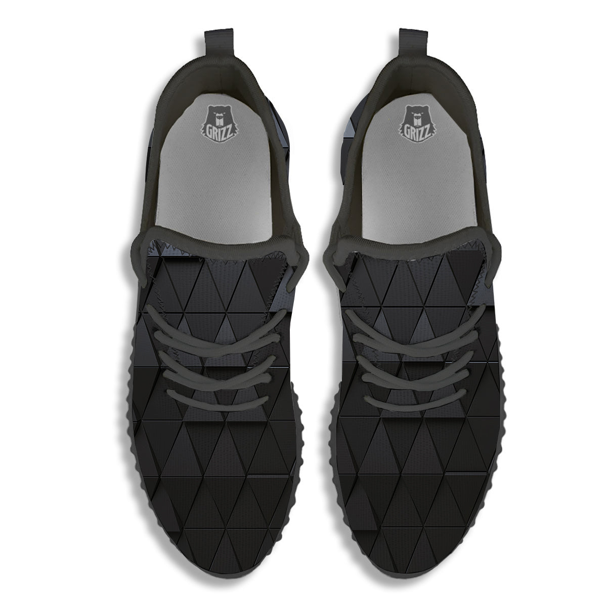 Abstract 3D Geometric Triangle Print Black Walking Shoes-grizzshop