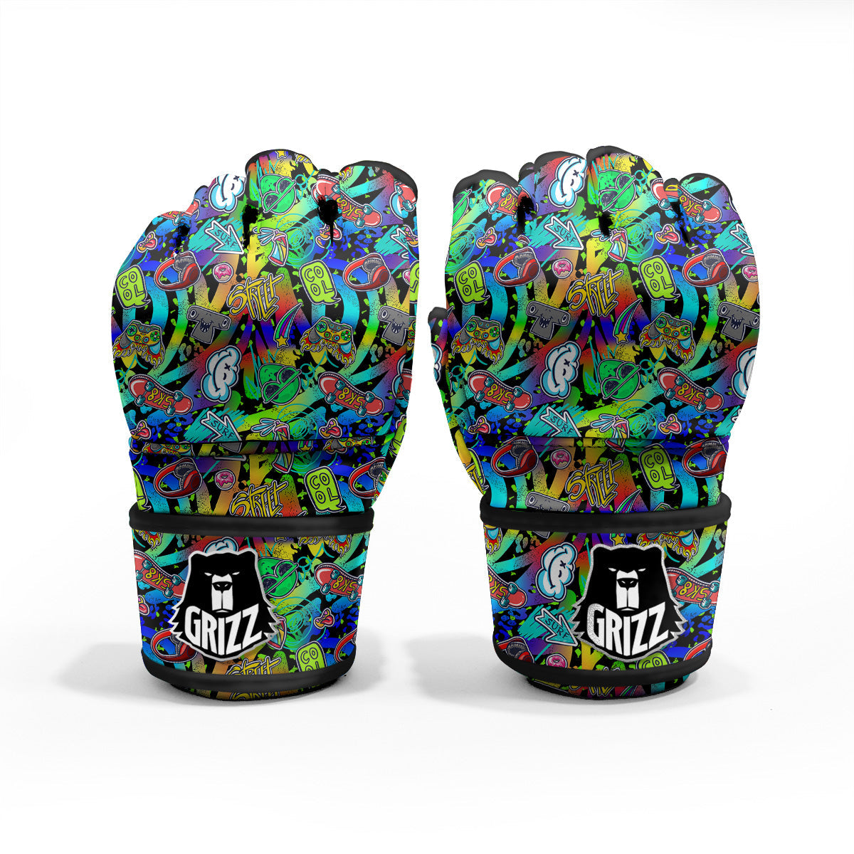 Abstract Alien Graffiti Text Print Pattern MMA Gloves-grizzshop