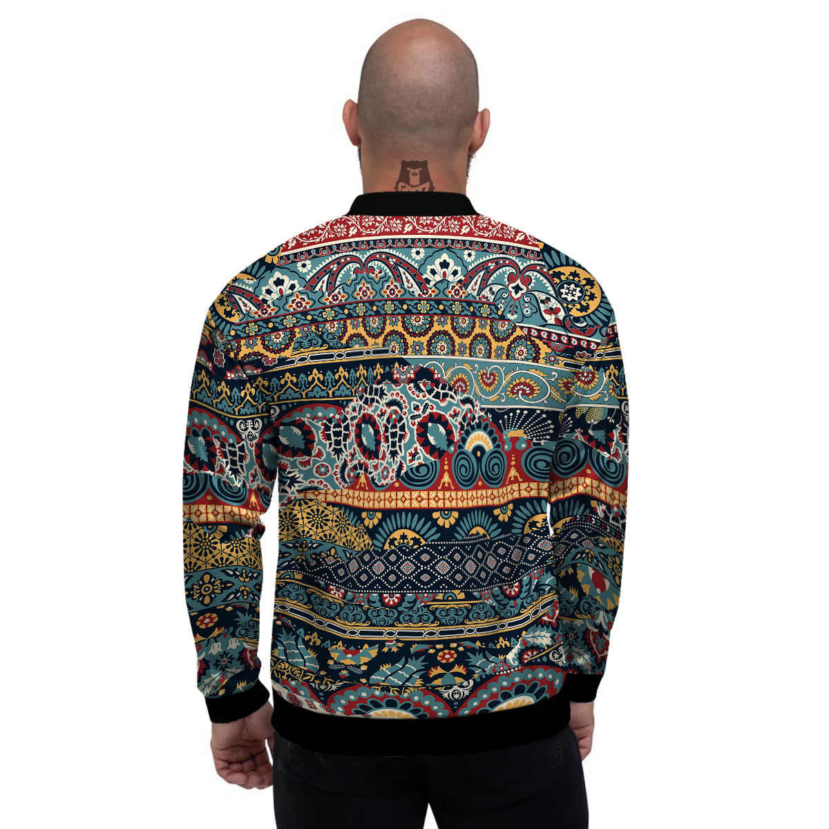 Abstract Arabian Paisley Print Men's Bomber Jacket-grizzshop