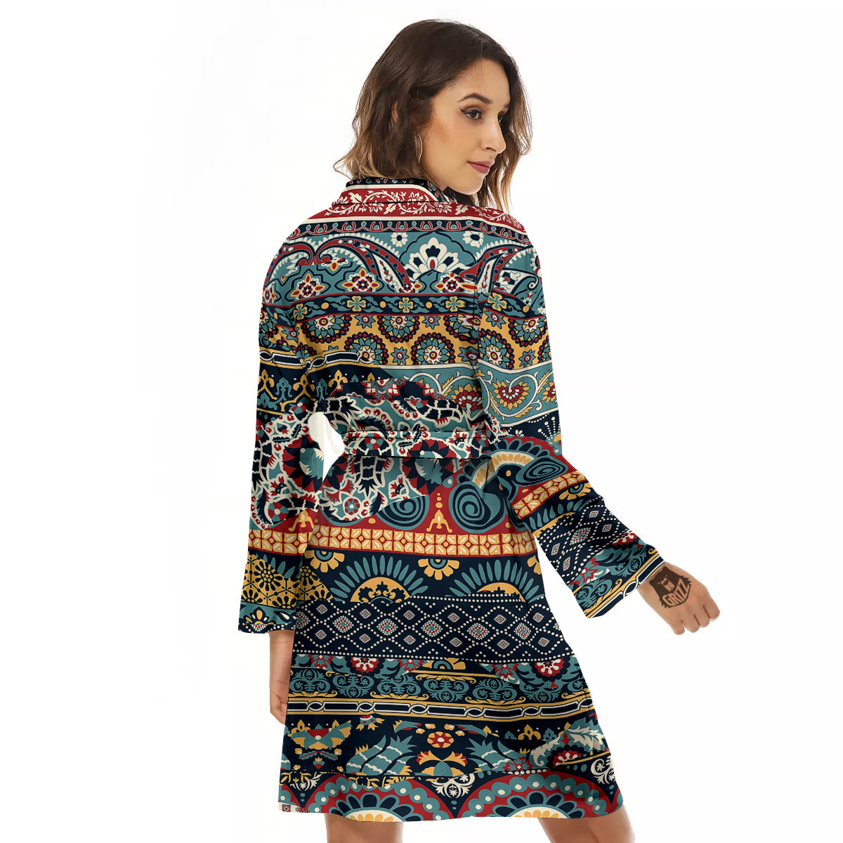 Abstract Arabian Paisley Print Women's Robe-grizzshop