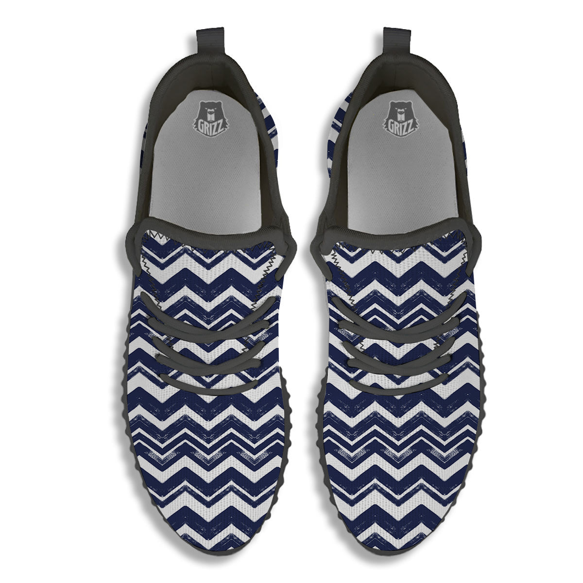Abstract Chevron Watercolor Blue Print Pattern Black Walking Shoes-grizzshop