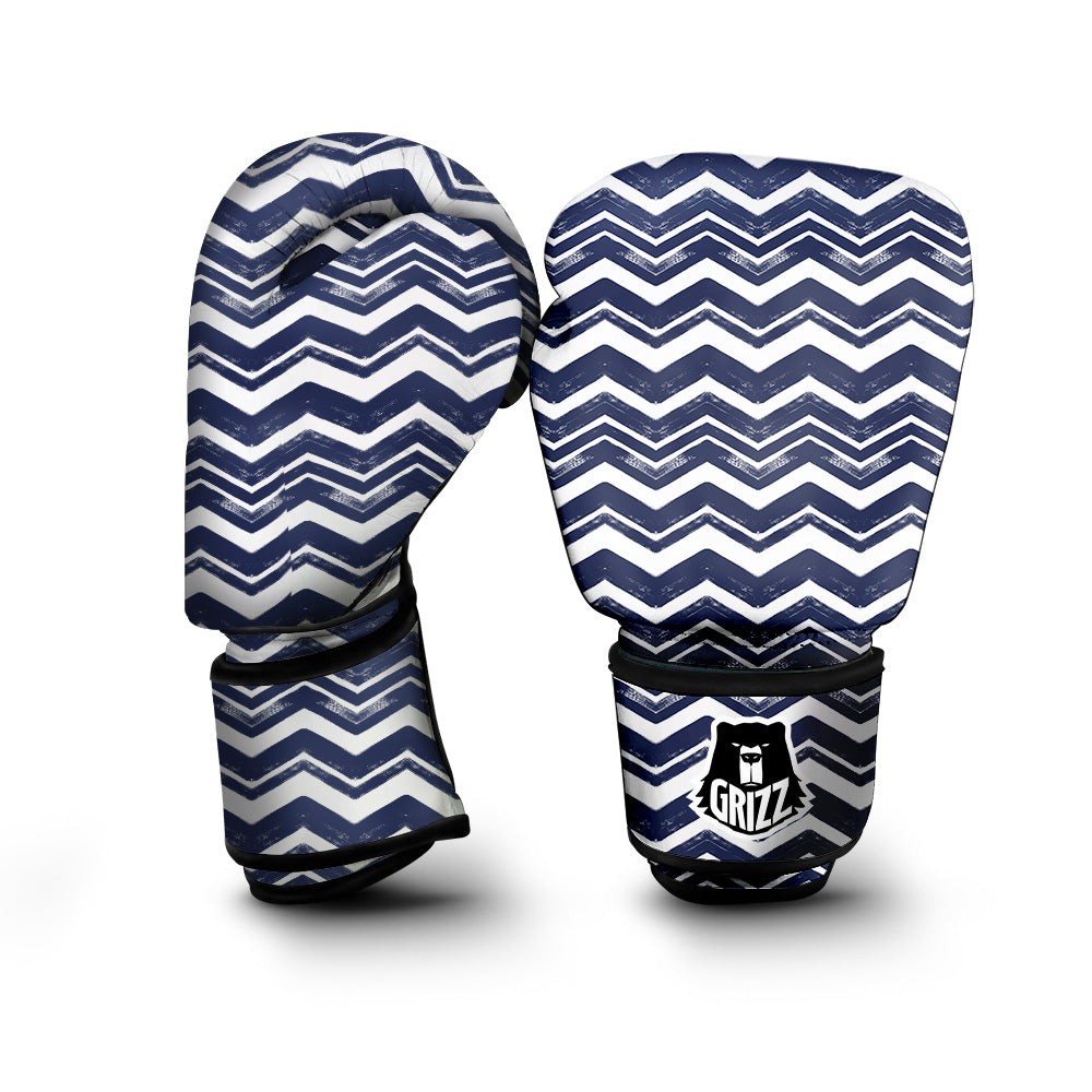 Abstract Chevron Watercolor Blue Print Pattern Boxing Gloves-grizzshop