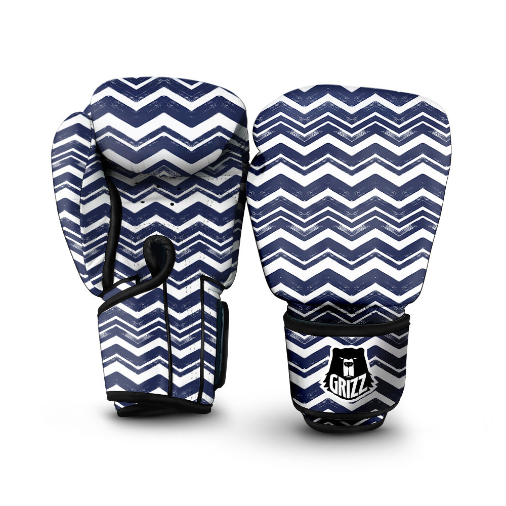 Abstract Chevron Watercolor Blue Print Pattern Boxing Gloves-grizzshop