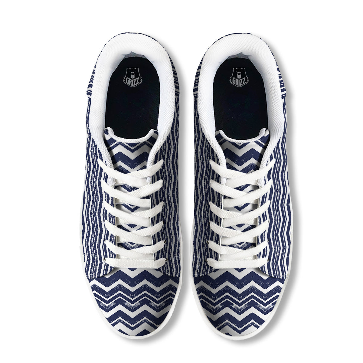 Abstract Chevron Watercolor Blue Print Pattern White Low Top Sneakers-grizzshop