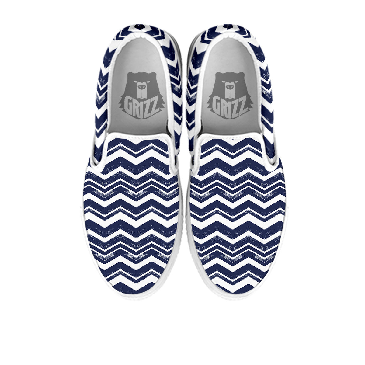 Abstract Chevron Watercolor Blue Print Pattern White Slip On Shoes-grizzshop