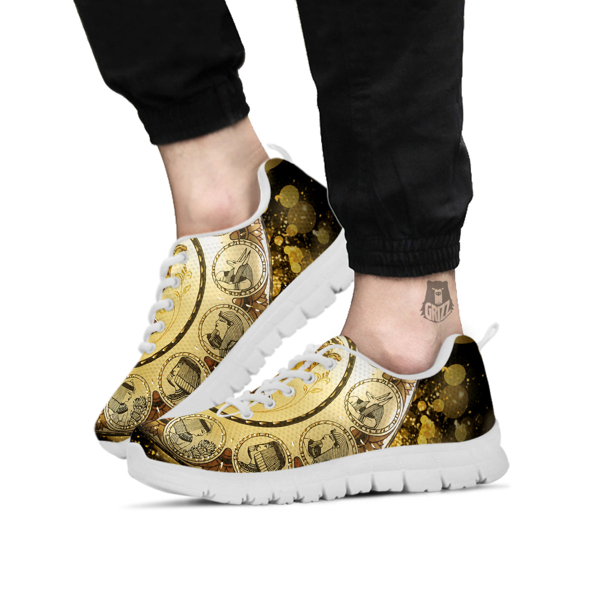 Abstract Cleopatra Print White Sneaker-grizzshop