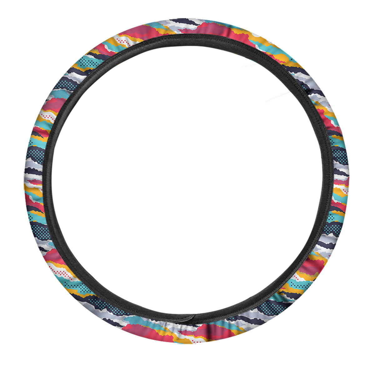 Abstract Colorful And Dot Print Pattern Car Steering Wheel Cover-grizzshop