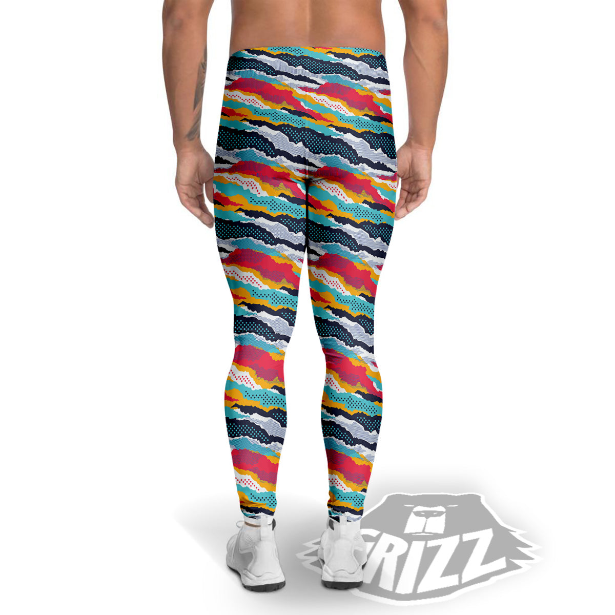 Abstract Colorful And Dot Print Pattern Men's Leggings-grizzshop