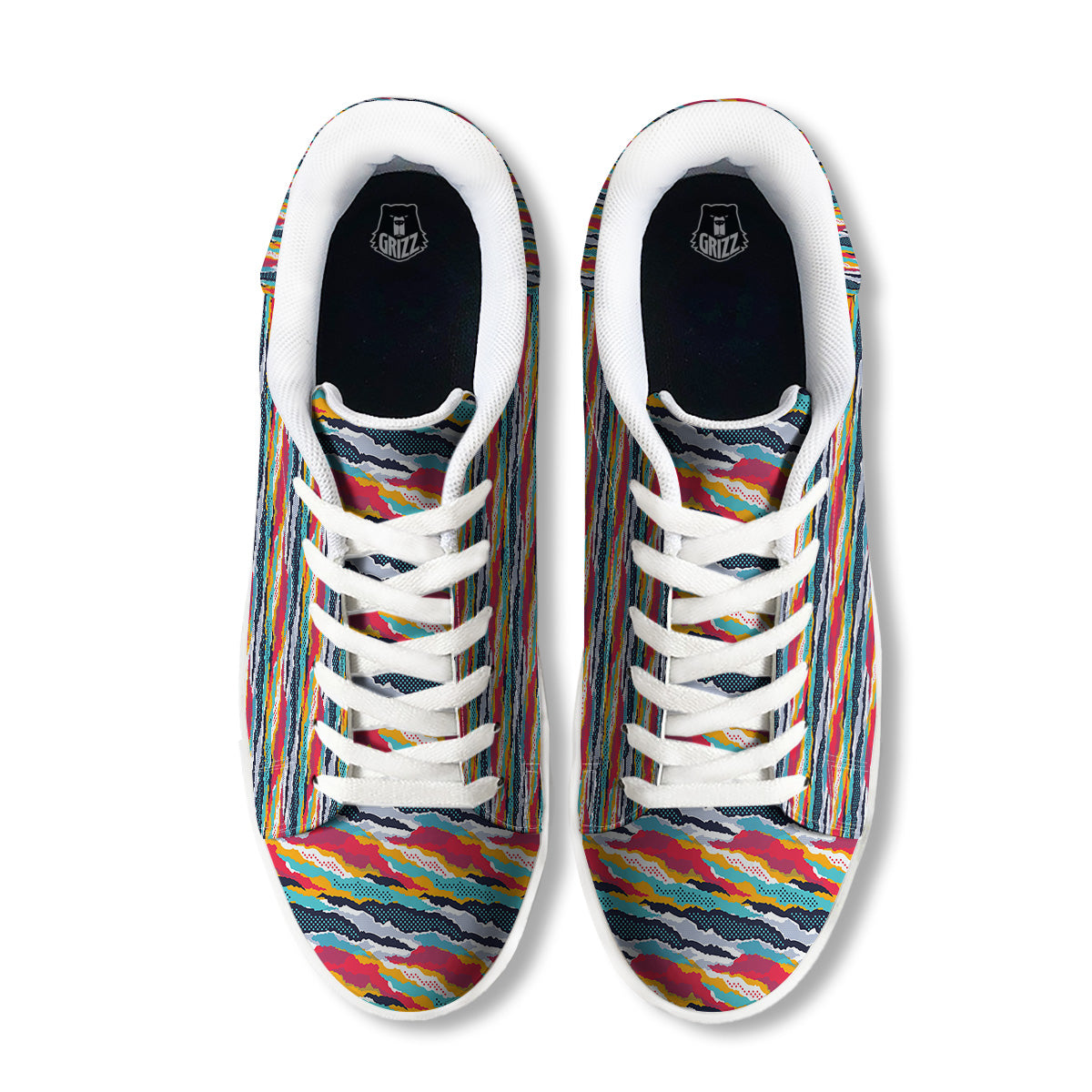 Abstract Colorful And Dot Print Pattern White Low Top Sneakers-grizzshop