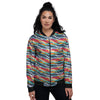 Abstract Colorful And Dot Print Pattern Women's Bomber Jacket-grizzshop