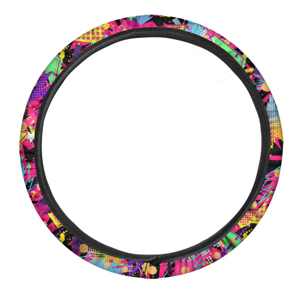 Abstract Colorful And Lightning Dot Print Pattern Car Steering Wheel Cover-grizzshop