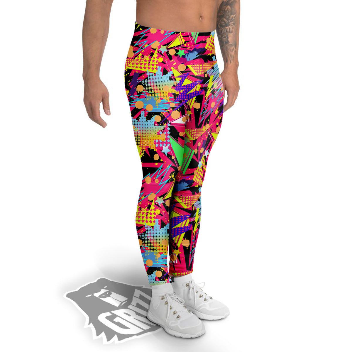 Abstract Colorful And Lightning Dot Print Pattern Men's Leggings-grizzshop