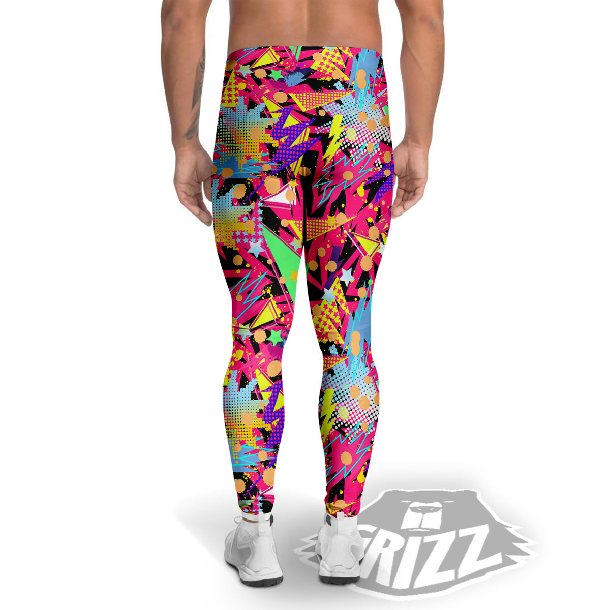 Abstract Colorful And Lightning Dot Print Pattern Men's Leggings-grizzshop