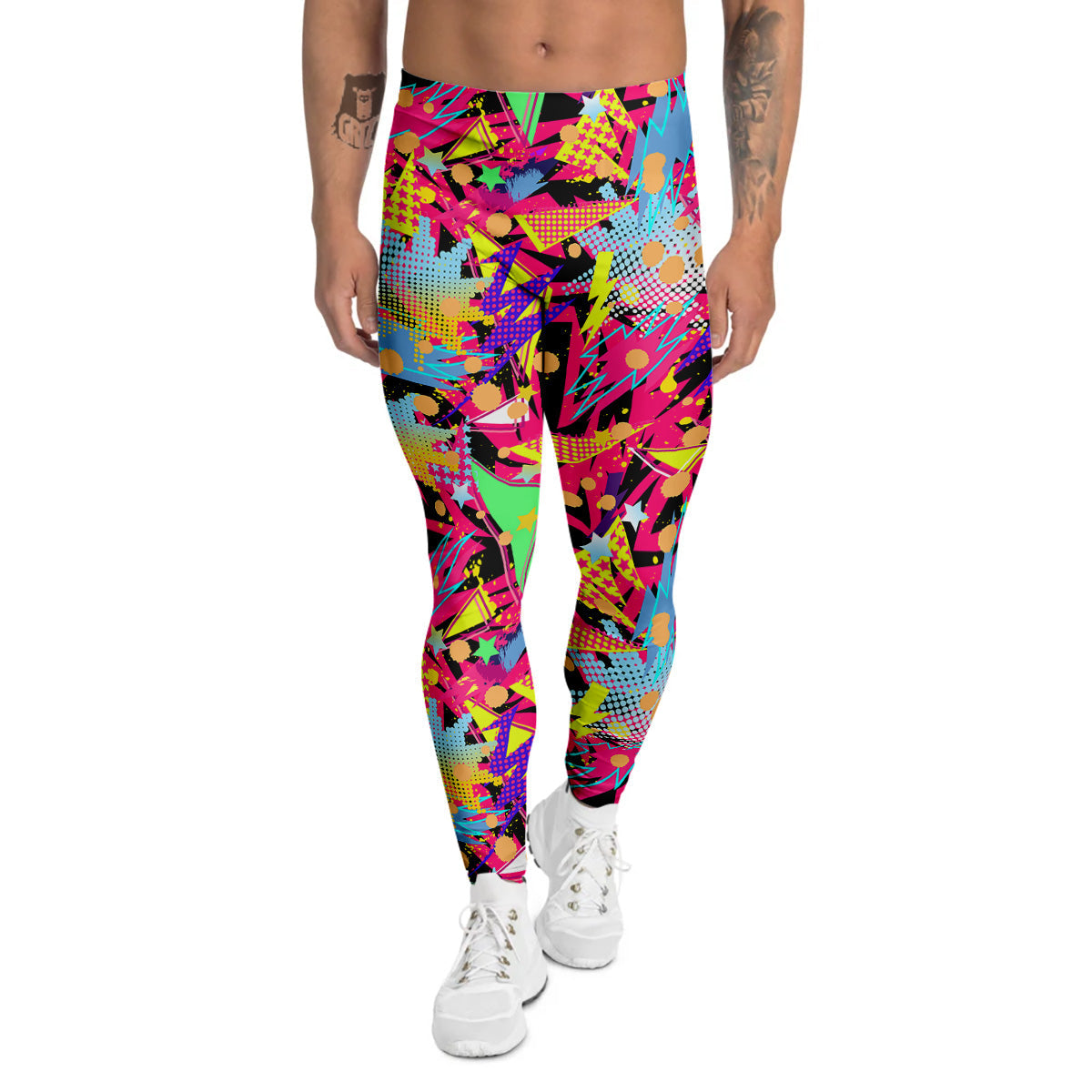 Abstract Colorful And Lightning Dot Print Pattern Men's Leggings-grizzshop