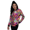 Abstract Colorful And Lightning Dot Print Pattern Women's Bomber Jacket-grizzshop