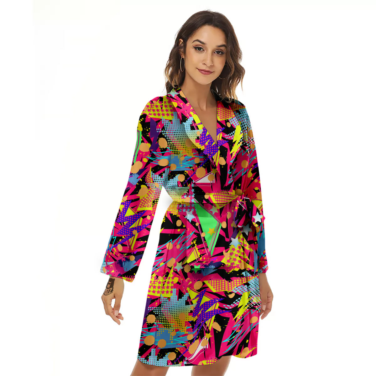 Abstract Colorful And Lightning Dot Print Pattern Women's Robe-grizzshop