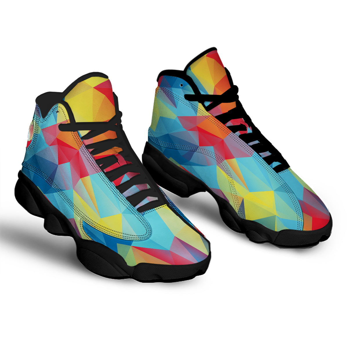 Abstract Colorful Autism Awareness Print Black Basketball Shoes-grizzshop