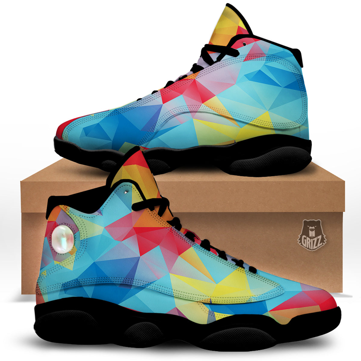 Abstract Colorful Autism Awareness Print Black Basketball Shoes-grizzshop