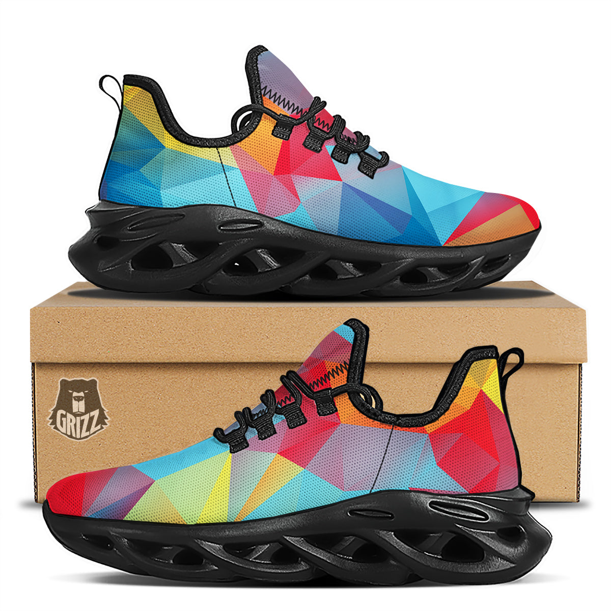 Abstract Colorful Autism Awareness Print Black Running Shoes-grizzshop